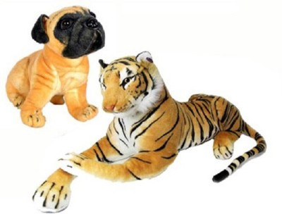 

Yakeen Cute Pug Dog & Brown Tiger Combo Pack of 2 - 32 cm(Blue)