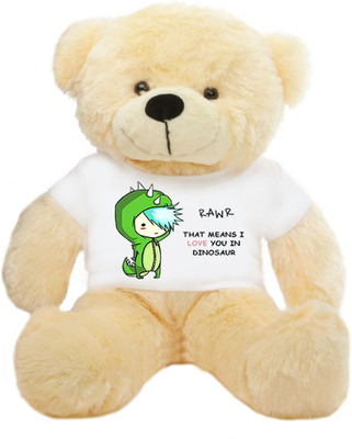 

Grab A Deal Big Teddy Bear wearing a Green RAWR I Love You T-shirt - 24 inch(Beige, Orange)