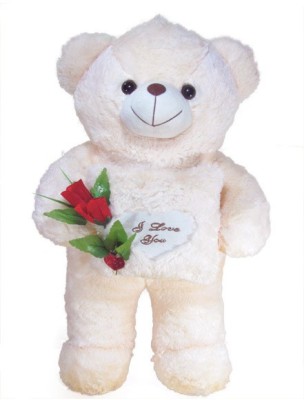 Tickles Teddy With Rose233  - 75 cm(Beige)