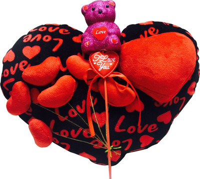 

Priyankish Exclusive Heart Soft Toy Combo - 12.5 inch(Red, Black), Black;red