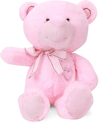 

Starwalk Baby Pink Bear Plush With Side Ribbon & Embroidery Heart - 30 cm(Pink)