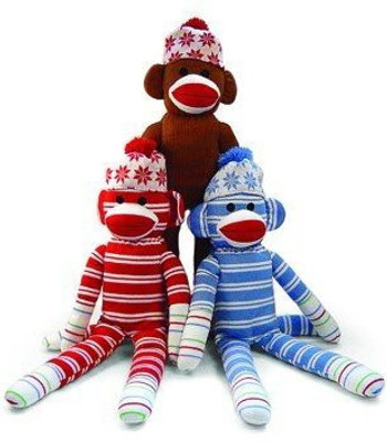 

Plushland Holiday Sock Monkey Beanies8" (Asst) - 13 inch(blue)