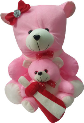 

Aparshi Mother and baby with milk bottle stuffed soft toy - 48 cm(Pink)