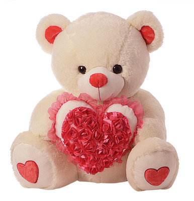 

Dimpy Bear with Rose Heart - 48 cm(Beige, Red)