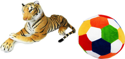 Alexus Brown Tiger And Football - 32 cm(Multicolor)