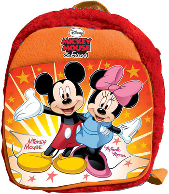 DISNEY Mickey and Minnie Plush Bag School Bag(Red, 12 inch)