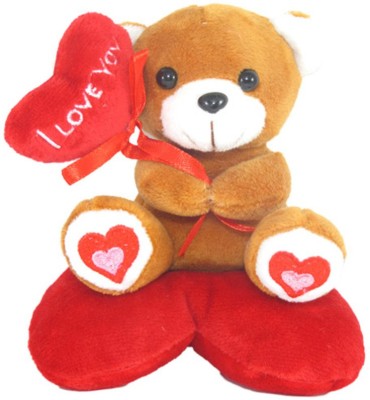 Tickles Teddy With I Love You Heart Balloon  - 14 cm(Brown)