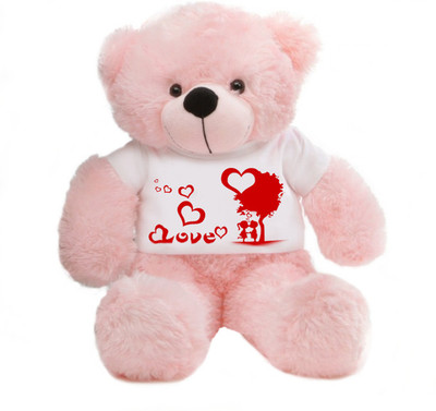 

Grab A Deal Big Teddy Bear wearing a Romantic Love Couple T-shirt - 24 Inch(Beige, Orange)