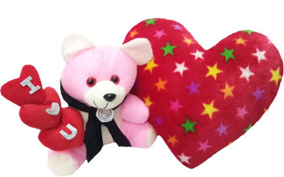 

Aparshi 24 cm cute Teddybear and 40 cm star heart combo (Pack of 2) - 24 cm(Multicolor)