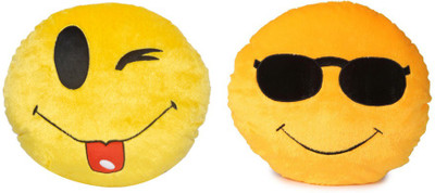 

Fabelhaft Cool Dude & Toungout smiley cushion (Set of 2)- 35 Cm - 4 cm(Yellow)