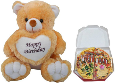 

Advance Hotline Happy Birthday Teddy With Pizza Greeting Card - 40 cm(Multicolor)