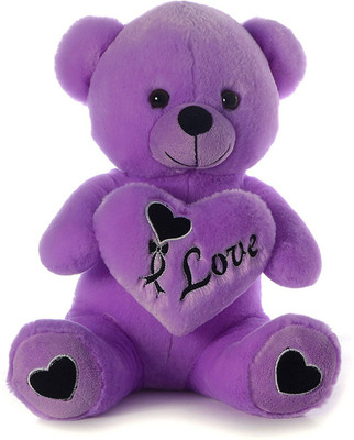 

Dimpy Stuff Bear W/Heart in Sitting 28Cm - 28 cm(Purple)