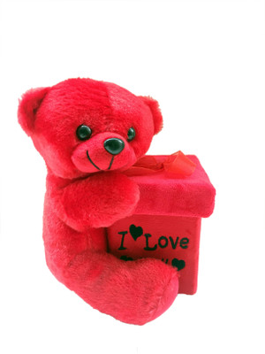 

Bubble Hut Square Chocolate Box Teddy Soft Toy - 30 cm(Red)
