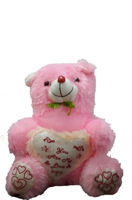 

Ekku Sweet Pink Teddy with Heart - 12 inch(Pink)
