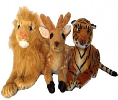 

Meera's Perfect Gift for kids combo of Tiger, Lion and Deer plush Soft Toy - 30 cm with love - 30 cm(Brown)