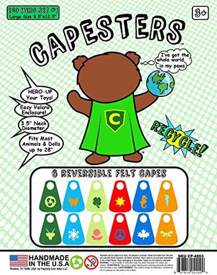 

Capesters 6 Large Reversible Eco Hero Capes For Dolls & Animals - 8 inch(Brown)