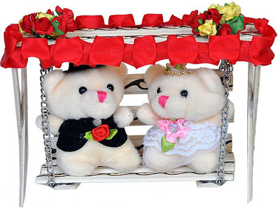

Pingaksh Crafty Collection Love Wedding Couple on Jhula/Hammock best Gift for your Love/Valentine - 6.5 inch(Multicolor)