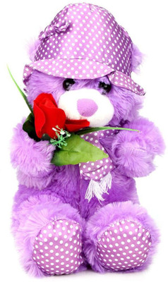 

Tickles Cute Cap Teddy With Rose51 - 45 cm(Purple)
