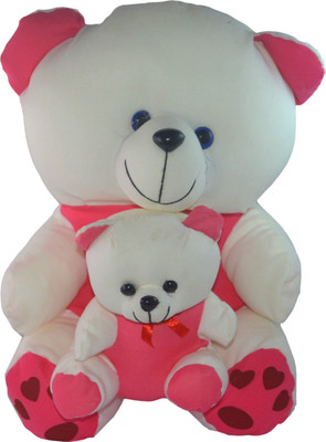

Shop4everything Mother Teddy Bear with baby - 29 cm(White, Pink), Pink;white