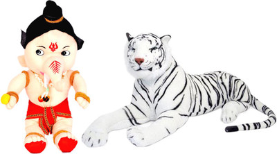 

Alexus White Tiger And Bal Ganesh - 32 cm(Multicolor)