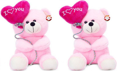 

MGPLifestyle - Valentine I Love You Pink Ballon Heart Teddy (22 CM)- set of 2 - 18 cm(Multicolor)