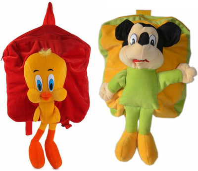 

MGP Creation Exclusive Orange Tweety & Orange Dolphin Fish Kids School Bag - 14 inch(Multicolor)