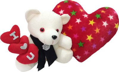 Aparshi 24 cm Teddybear and 40 cm heart combo (Pack of 2) - 24 cm(Multicolor)
