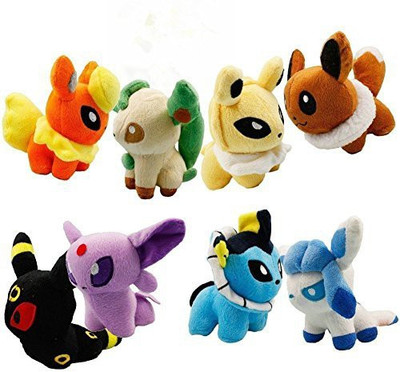 

FireBeast Pack Of 8 Pcs Pokemon Pokedoll Plush Soft Doll Set 5"(Brown)