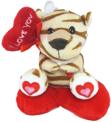 

Tickles Tiger With I Love You Heart Balloon - 14 cm(Brown)
