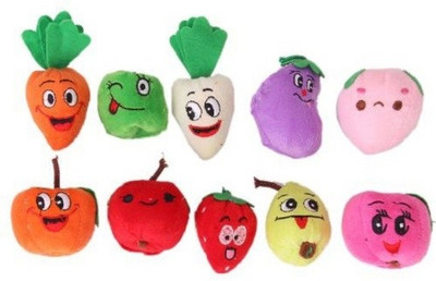 

Kuhu Creations Finger Puppet Fruits & Vegetable Baby Education Play Toy Velvet Cotton- 10 pcs - 6 cm(Multicolor)