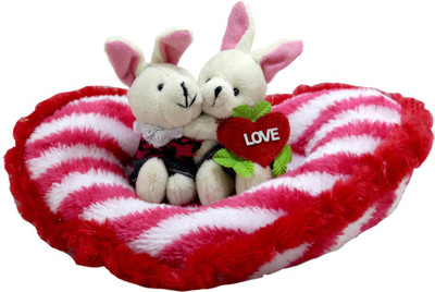 

Tickles Couple Rabbit Spending Time Sitting In Beautiful Heart Valentine - 25 cm(Multicolor)