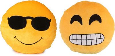 Deals India Deals India Soft COOL Dude and Grinning Face With Smiling Eyes Smiley cushion - 35 cm(Smiley2&G)(Set of 2) - 35 cm(Multicolor)