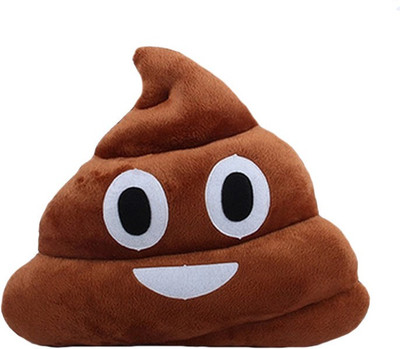 Grab A Deal Soft Smiley Emoticon Dark Brown Cushion Pillow Stuffed Plush Toy Doll (Happy Poo) - 12 inch(Brown)