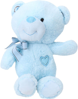 

Starwalk Baby Blue Bear Plush With Side Ribbon & Embroidery Heart - 30 cm(Blue)