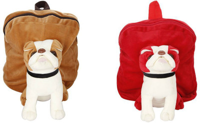 

MGP Creation Exclusive Combo of Pug Dog Bag (Red & Brown) kids School Bag - 14 inch(Multicolor)