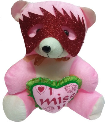 

Aparshi MISS YOU teddybear with mask stuffed soft toy - 35 cm(Pink)