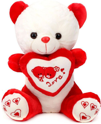 

Tickles Teddy With Love Heart - 42 cm(Red, Beige), Beige;red