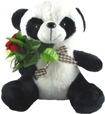 

Tickles Cute Panda with Rose - 26 cm(White, Black), Black;white