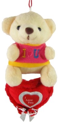 Tickles Charming Teddy Hanging With Heart  - 15 cm(Peach 1)