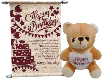 

Advance Hotline Happy Birthday Soft Teddy With Birthday Scroll Card - 20 cm(Multicolor)