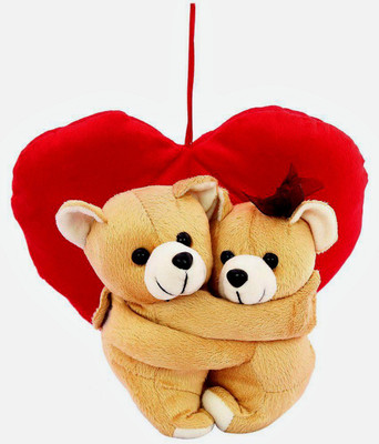 

Lata Valentine Brown Hugging Couple on Heart - 25 cm(Red[[Brown)