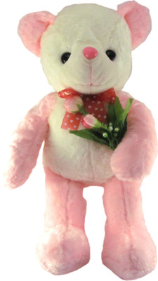 Tickles Sweet Teddy Standing With Rose 45 cm Pink Tickles Soft Toys