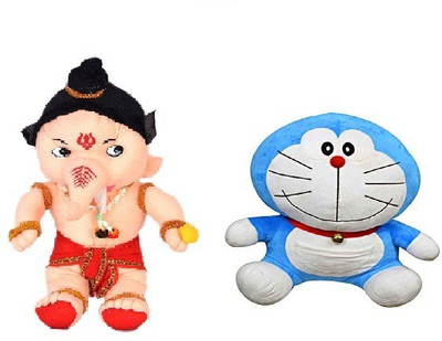 

VRV Soft Toy Combo Of Ganesha and Doramon 25 - 20 cm(Multicolour)