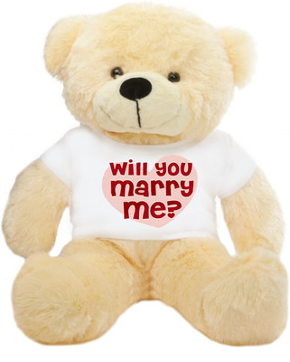 

Grab A Deal Big Teddy Bear wearing a Will You Marry Me T-shirt - 24 Inch(Beige, Orange)