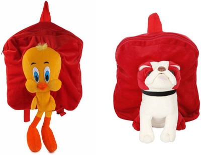 

MGP Creation Premium Tweety (Red) & Red Pug Dog Full character Kids School Bag - 14 inch(Multicolor)