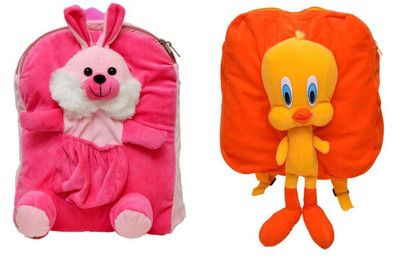

MGP Creation Multipocket Rabbit with Orange Tweety Nursery kids Play School Bag - 14 inch(Multicolor)