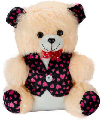 Glitters Cute Furry Jacket Teddy - 17 Inch(White, Black), Black;white