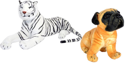 

Alexus White Tiger And Pug Dog - 32 cm(Multicolor)