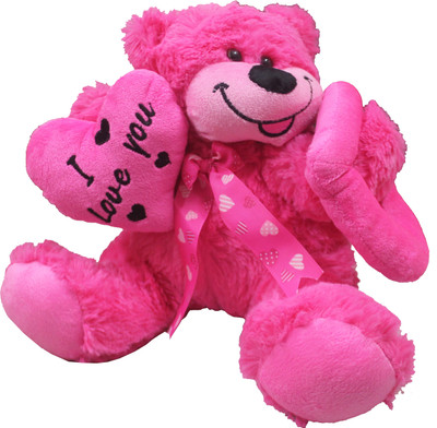 

Tipi Tipi Tap Cute Love Soft Teddy With Two Hearts - 32 cm(Multicolor)