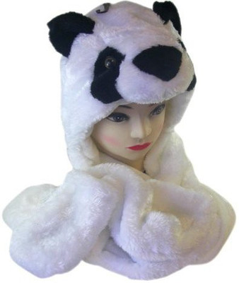 

HatButik. 1 X Plush Panda Bear Animal Hat/Scarf With Ear Flaps - 20 inch(Multicolor129)